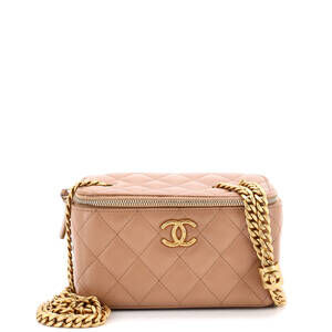 Chanel Small All Slide Long Vanity Case with Chain Quilted Lambskin